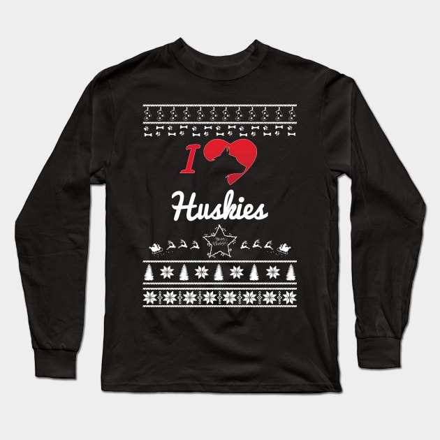 Merry Christmas HUSKIES Long Sleeve T-Shirt by bryanwilly